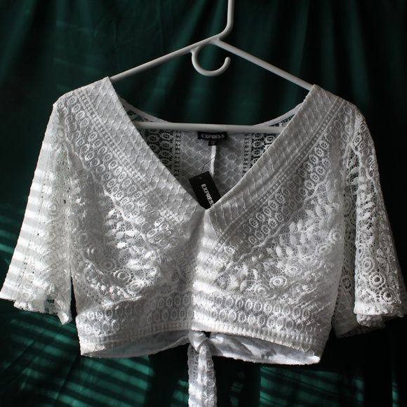 White Lace Crop Top (Express) I Take Offers! - Picture 1 of 8